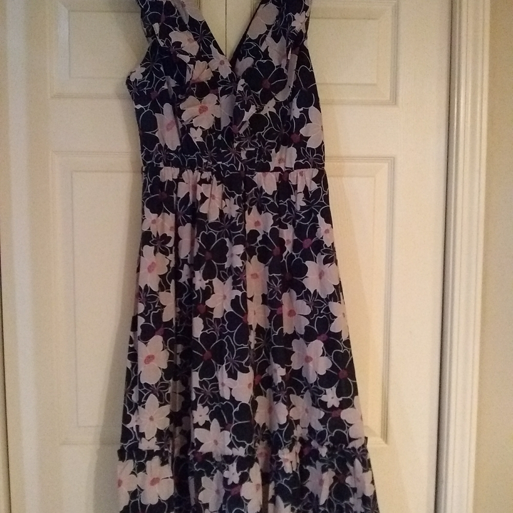 Black & Pink Ruffle Maxi Dress